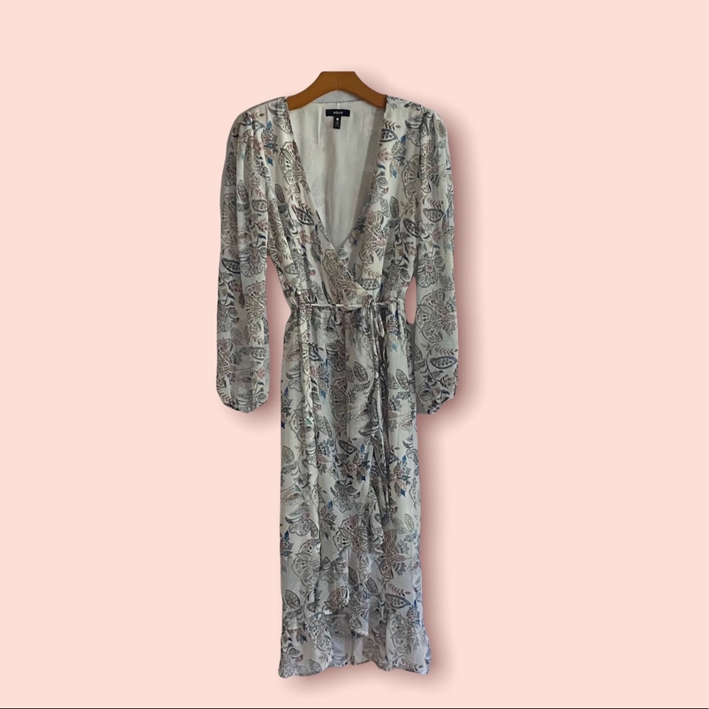NWT Aqua Floral printed Faux Wrap Dress